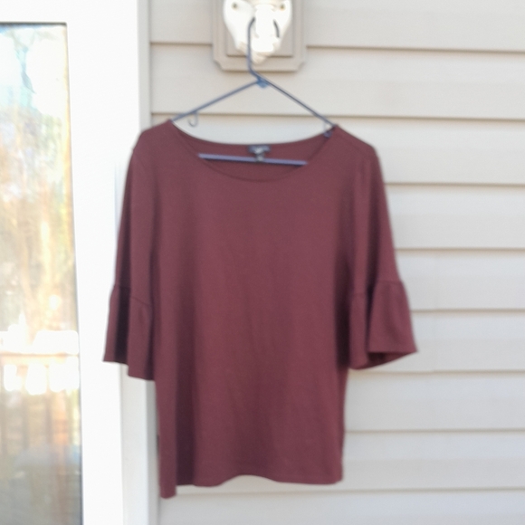 Talbots Womens L Red Bell Sleeve Blouse Relaxed Fit - Picture 1 of 6